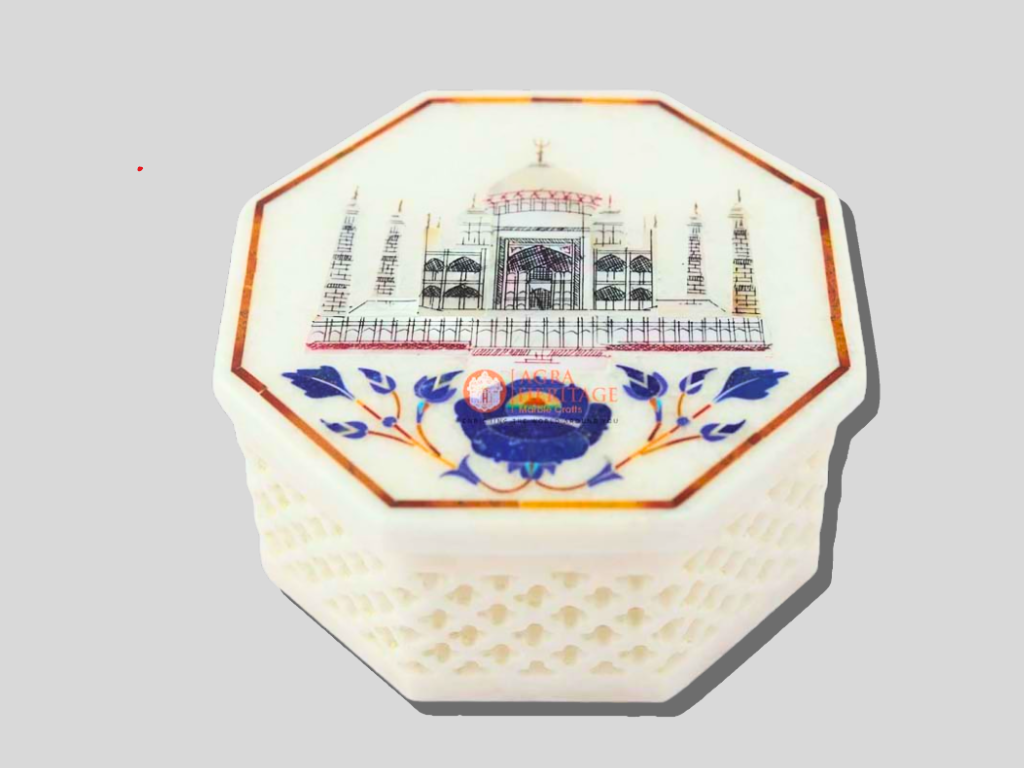 Marble Handicraft Taj Art Jewelry Box